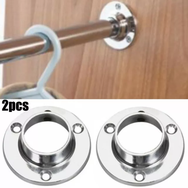 2 Pcs Stainless Steel Closet Rod Brackets Ceiling/Wall Mount Durable and Solid