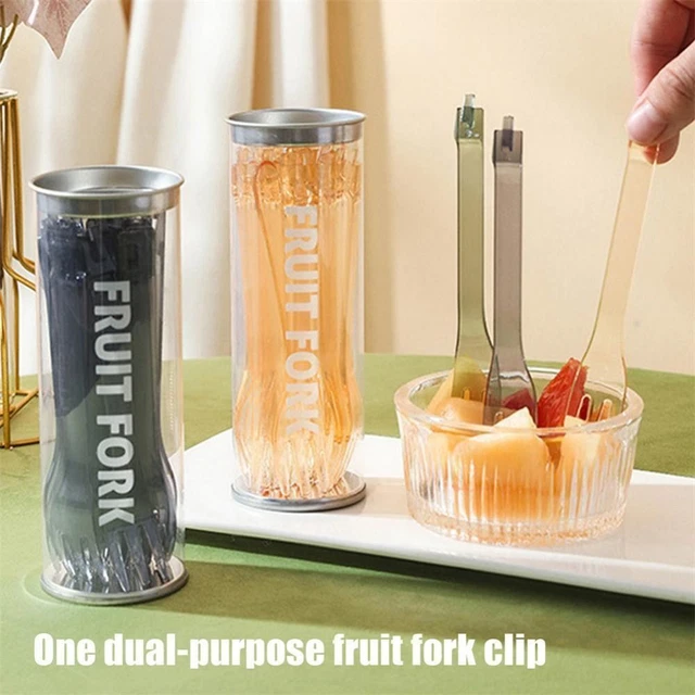 Clip per cibo anti-scaldatura rimovibile riutilizzabile forchetta per frutta clip per pranzo forchetta per dessert