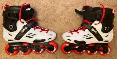 Oxelo Freeride Hardboot Inline Skates Mf500 Adult White Red Uk 8 5 65 00 Picclick Uk