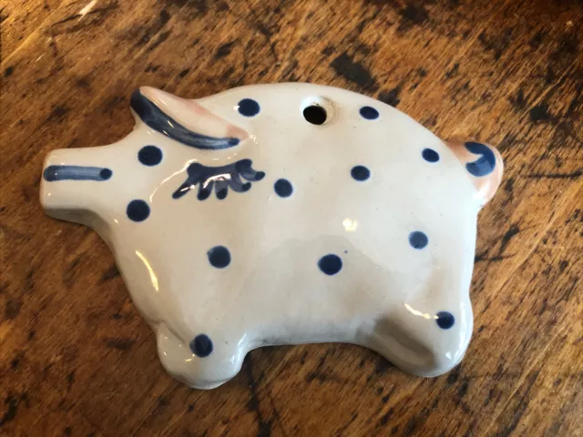 M A Hadley Pottery Vintage Pig Christmas Ornament