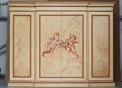 Huge Vintage French Antique Painted Breakfront Wardrobe Fully Dismountable 3