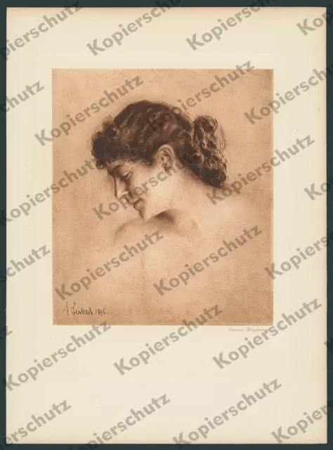 orig. Hanfstaengl Gravüre Lenbach Porträt Mary Lindpaintner Franz von Stuck 1896