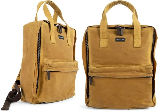 Kolo Juno Daypack, Weatherproof Organic Cotton Canvas, Ochre Wax