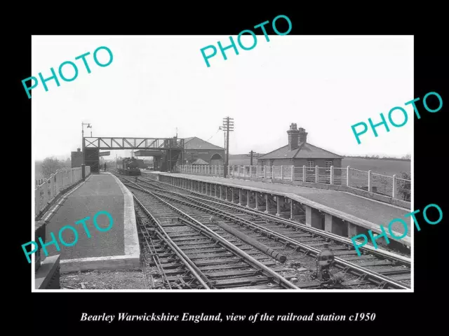 OLD LARGE HISTORIC PHOTO OF BEARLEY WARWICKSHIRE ENGLAND RAILWAY STATION c1950 2