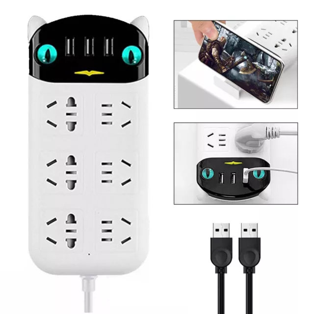 Power Board 6 Way Outlets Socket Charger Ports Surge Protector 3 USB Charging