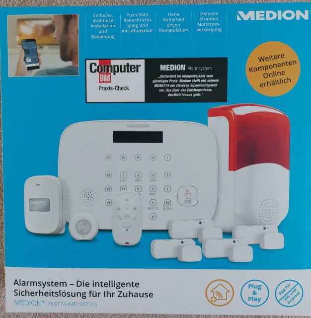 Alarmsystem Medion MD90770 P85770 mit Push/SMS Benachrichtigung GSM/WLAN