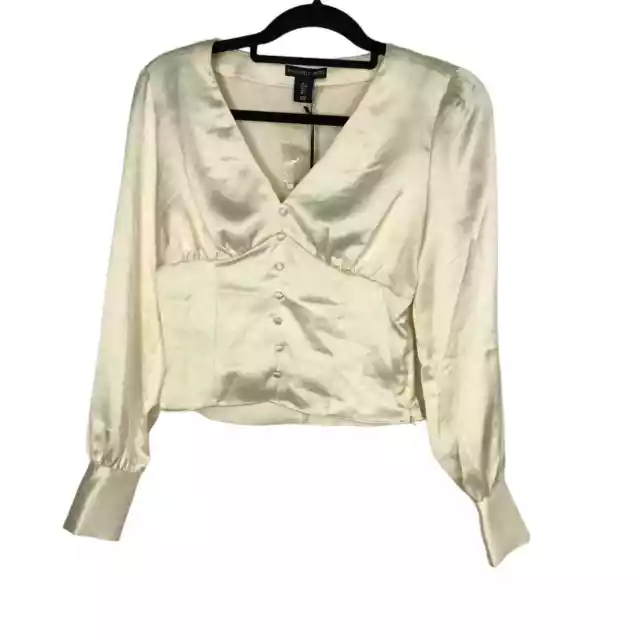 NWT Sincerely Jules Woman Cream Satin Cropped Top Size XS