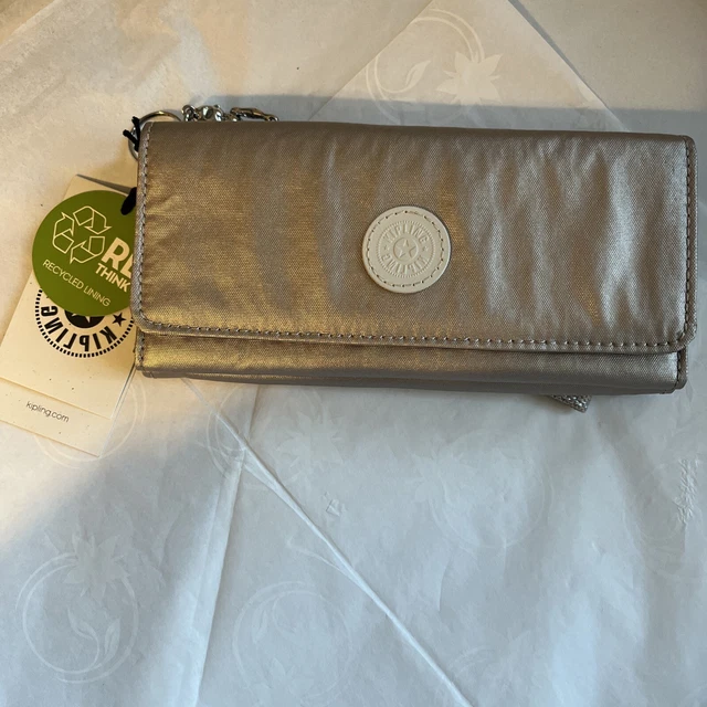 KIPLING RUBI LARGE Wallet Purse Wristlet Metallic Glow rose Gold
