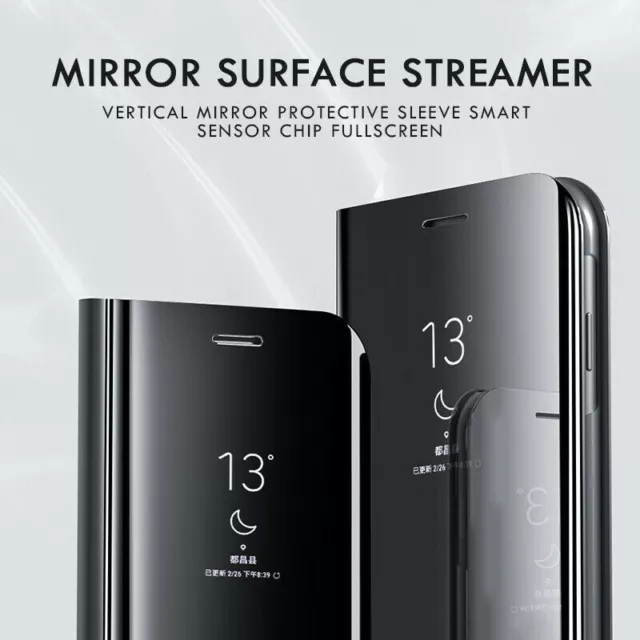 For XIAOMI MI 9T  PRO CLEAR VIEW SMART CASE FLIP STAND BLACK MIRROR LUXURY COVER 2