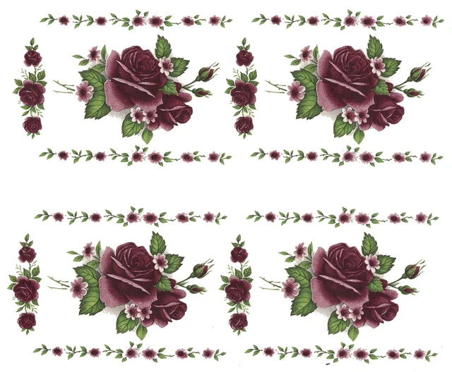 Calcomanías de cerámica tobogán de flor rosa borgoña 2 piezas 4-3/4"" X 1-3/4"" Bx