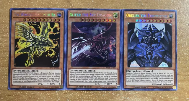 🔥 Yugioh EGYPTIAN GOD CARDS OBELISK SLIFER RA TN19 ALTERNATE ART SECRET LIMITED