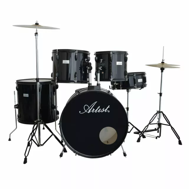 Artist ADR522 Black 5-Piece Drum Kit with Cymbals & Stool