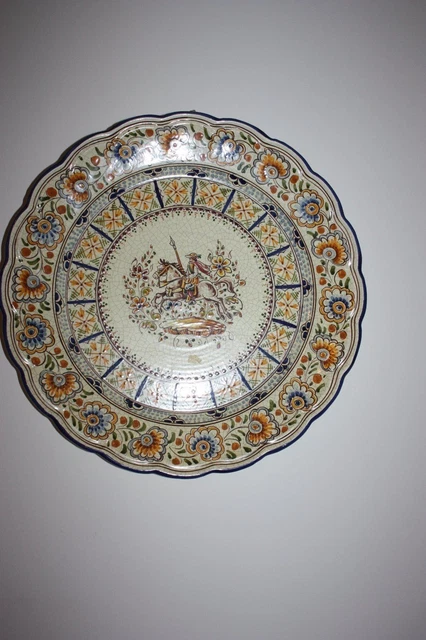 Plat Ancien Porcelaine De Nyon (Suisse) – Décoré à La Main – Ø 30 Cm – Très Bon état