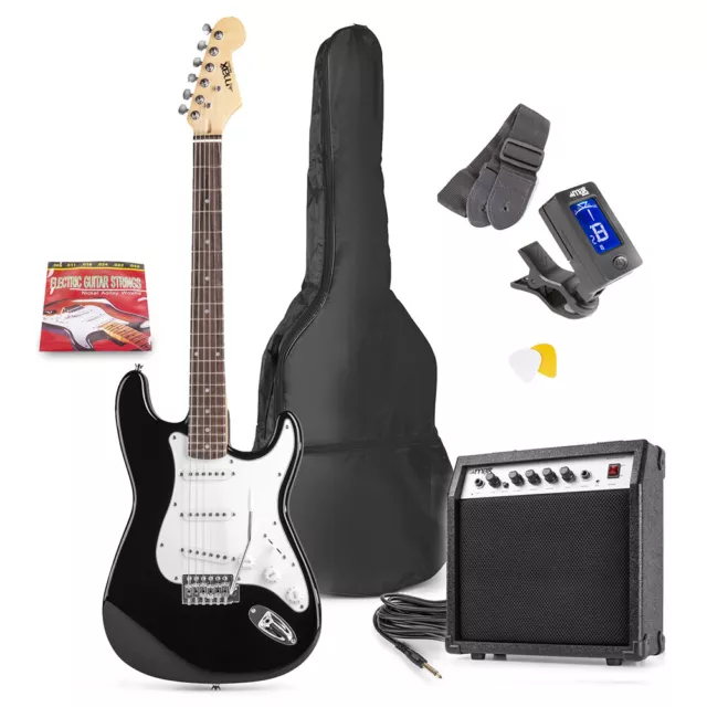 Black Full Size Electric Guitar Starter Kit Set 4/4 with 40W Combo Amplifier