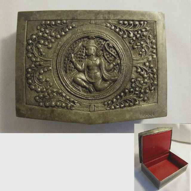COFFRET BOITE A Bijoux Ancien Cuir Metal Interieur Miroir Biseaute Napoleon Iii EUR 50,00