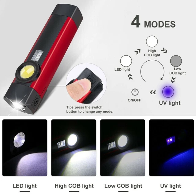 Linterna LED duradera linterna de trabajo 4 modos 1200 MAh aleación de aluminio