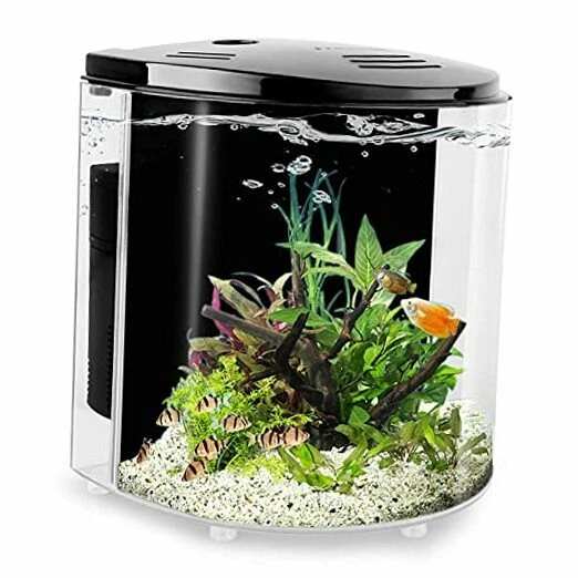 1.2 Gallon Aquarium Starter Kits Betta Fish Tank Goldfish Tank with LED Black