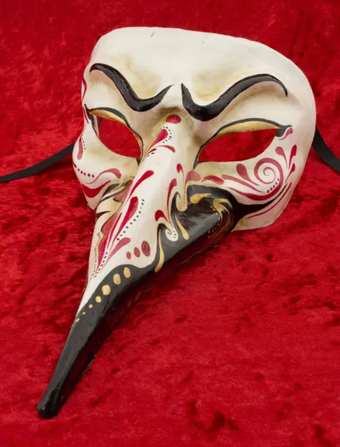 Maschera Di Venezia Nasone Lunghi Naso Carta Cartapesta Bianco Misto HT Gamma