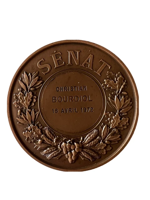 Medaille Senat Decernee A Christian Bourdiol, 1972, Bronze