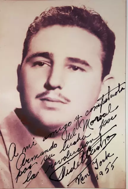 Fidel Castro Signed Photo reproduction New York 1955 "To my friend & compatriot"