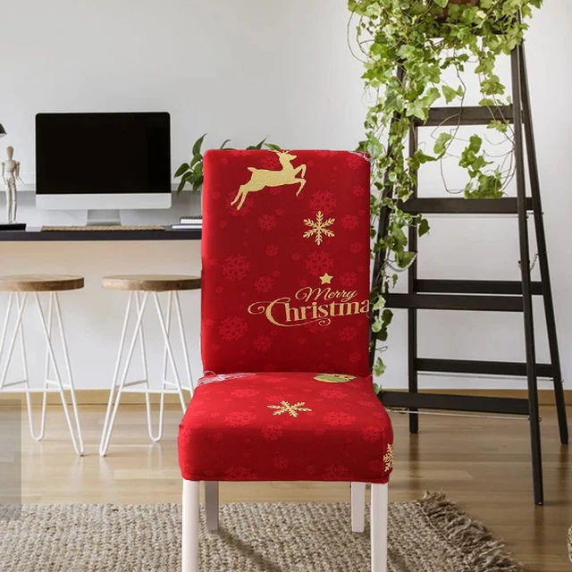 Stuhlhusse, nahtlos, staubdicht, weihnachtlich, Elchmuster, Stuhlschutz,