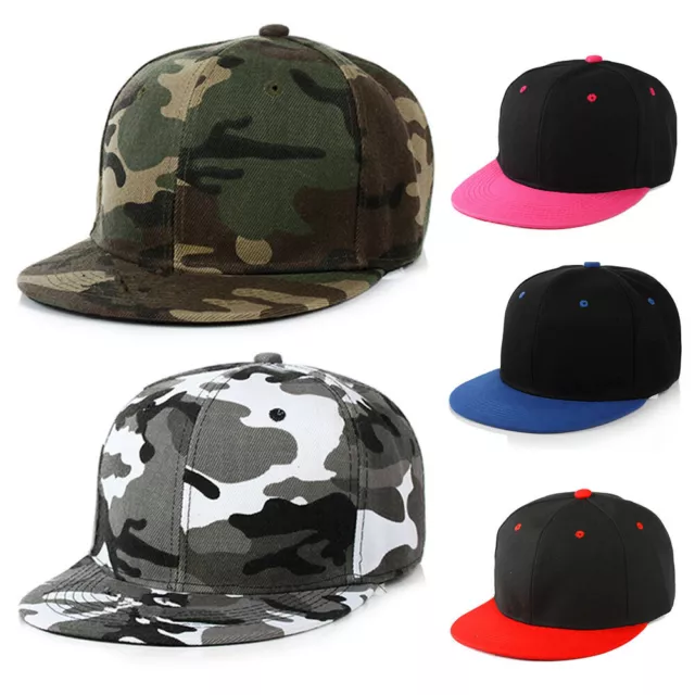 Snapback Hat Flat Baseball Cap Trucker Solid Plain Blank Men Hip Hop Army R