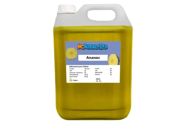 (7,99 EUR/l) Bubble Tea Sirup 5 Liter Ananas Infusion/ Konzentrat- 1:20