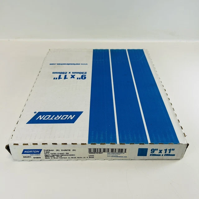 50 Sheet Norton Tufbak Durite Abrasive Paper 9" X 11" 120C Grit Wet/Dry
