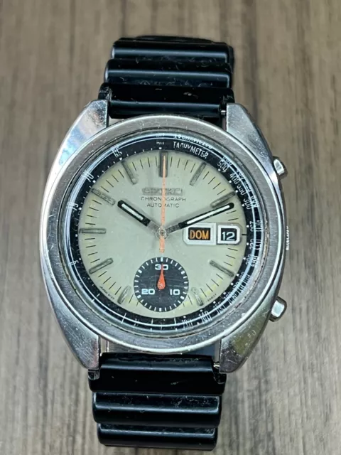 Seiko 6139-6012 Cronografo Automatico Bruce Lee Vintage Orologio Uomo Quadrante Beige