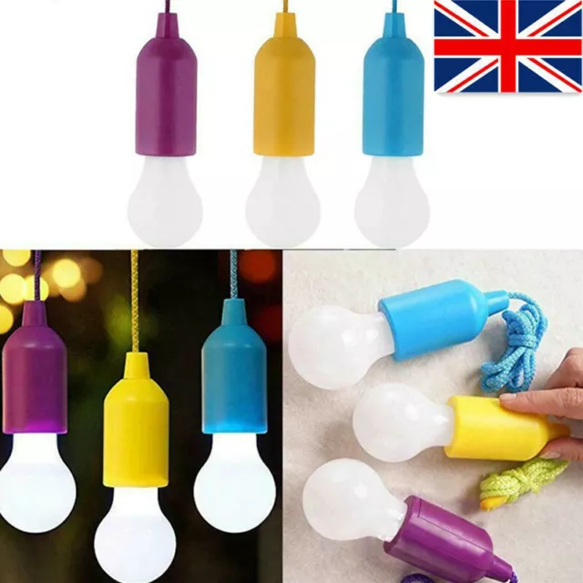 2~10pc Creative LED Hanging Light Bulb Battery Powered Pull Cord Bulbs Lamp UK