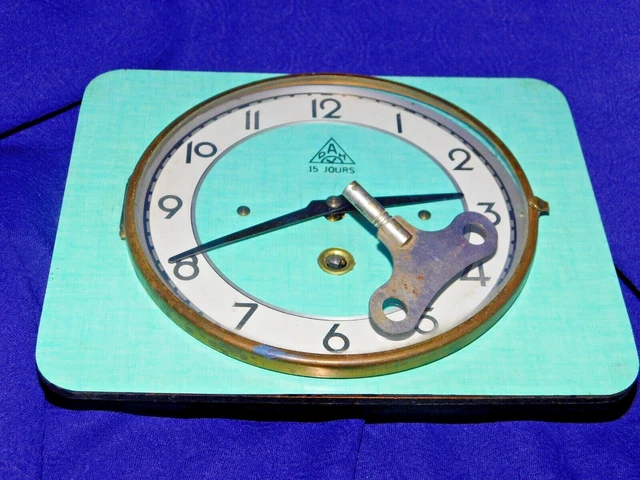 PENDULE MURALE ANCIENNE Vintage Formica Brun Jabo EUR 15,00 - FR