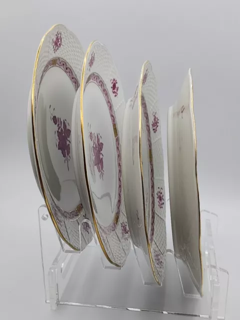 Herend Chinese Bouquet Raspberry Dinner Plates ca. 10" Hungary Set of 4 3