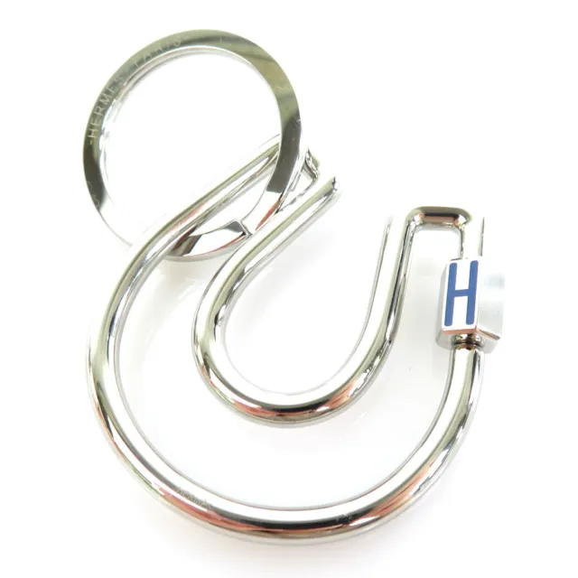 Auth HERMES Fer a Cheval Key Ring Charm Silver Metal - h29400f