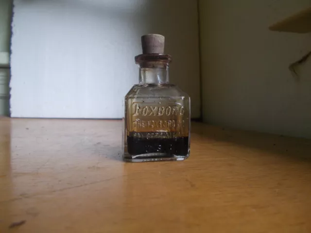 Foxboro Recorder Ink Foxboro,Mass Emb Hand Blown Clear Ink Bottle With Stopper