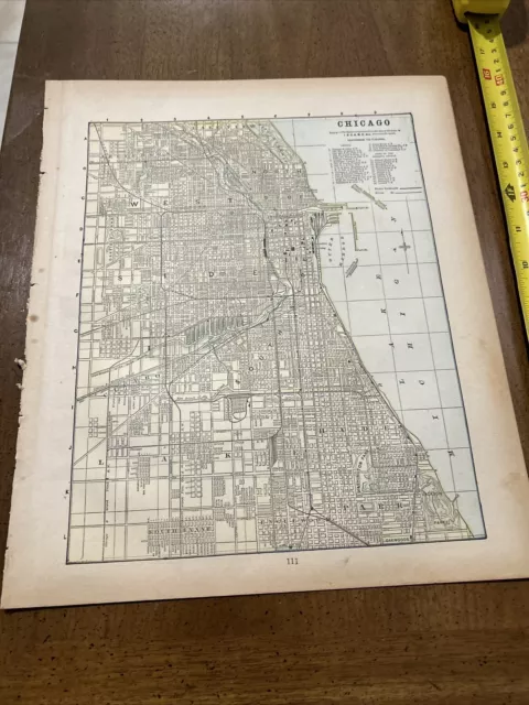 Beautiful Antique 1891 Map Of Chicago 13x11 Inches