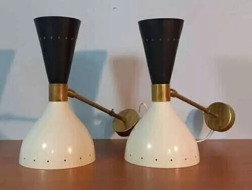 1950's Mediados Siglo Moderno Latón Nuevo Italiano Pared Aplique Fijo Luz Luces