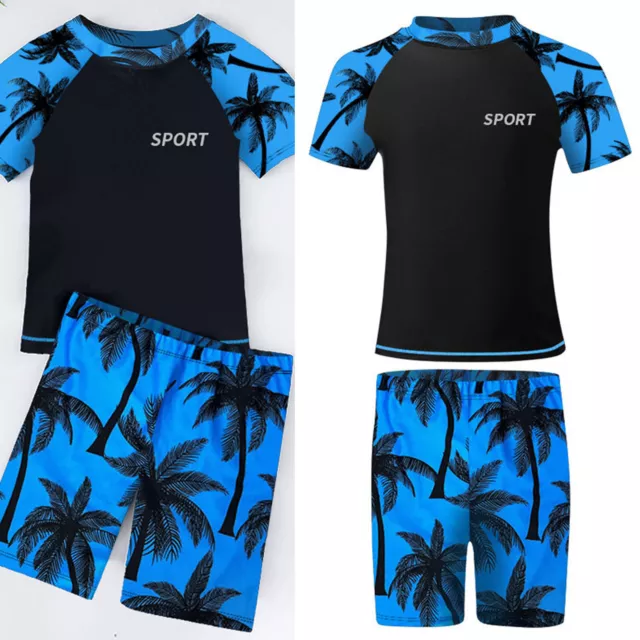 Maillot de Bain Garcon Anti UV Tee Shirt Haut Séchage Rapide et Short Surf Plage 2