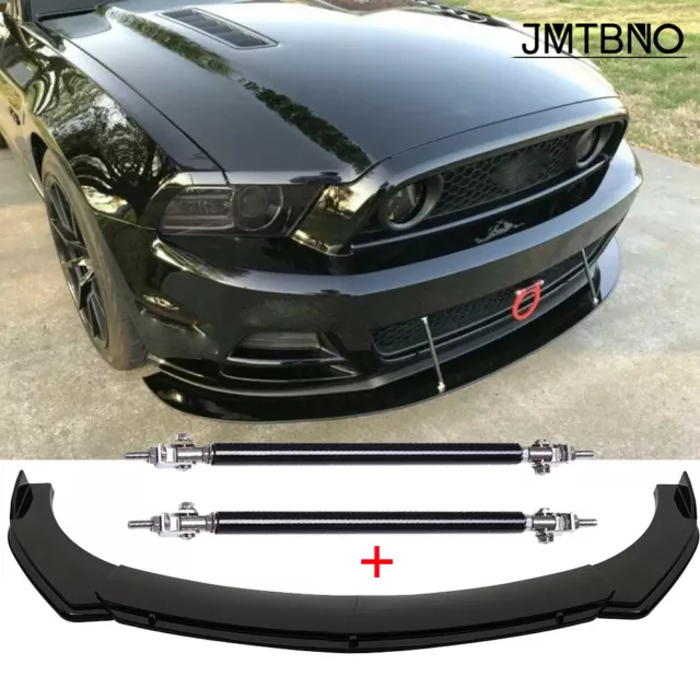 For Ford Mustang Focus Mondeo Front Bumper Lip Chin Splitter Spoiler + Strut Rod