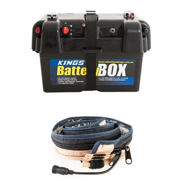 ADVENTURE KINGS BATTERY Box 12v 2x USB + LED Strip Light 1.3m Dimmer