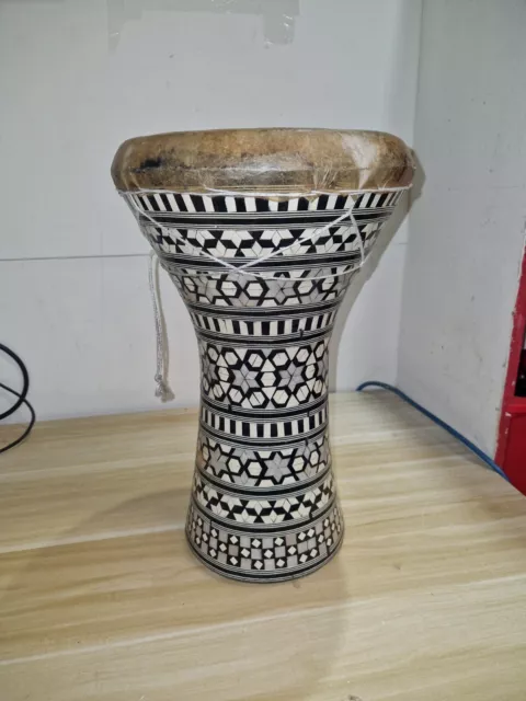 Wooden Hand Drum African Egyptian Darbuka Doumbek Djembe Mosaic Instrument 16”