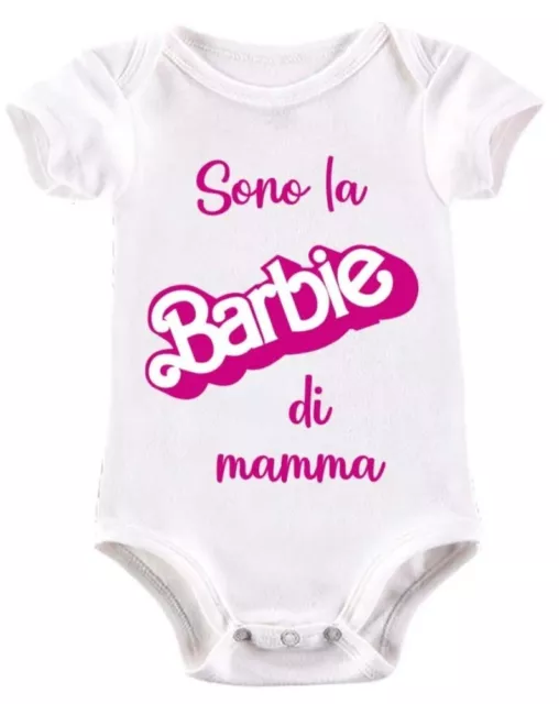 BODY Tributo BARBIE di MAMMA COTONE 100% TUTINA REGALO NASCITA Bambola Girl