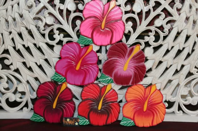 NEW Hand Crafted Balinese MDF Hibiscus Flower - Bali Wall Art