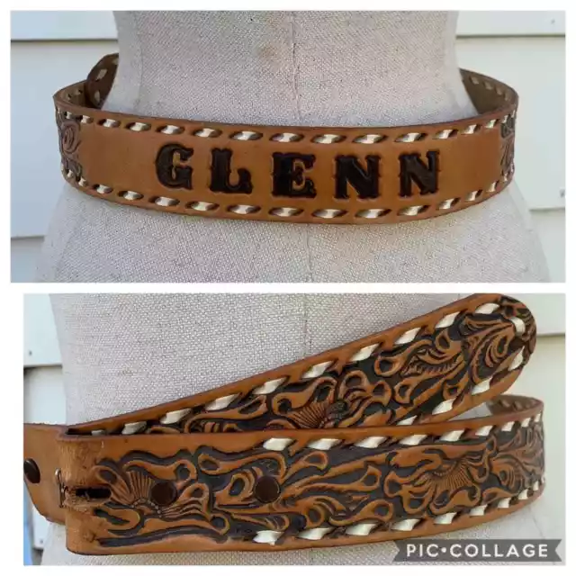 NOCONA TOOLED WESTERN belt customized “Glenn” Size 32 $50.00 - PicClick