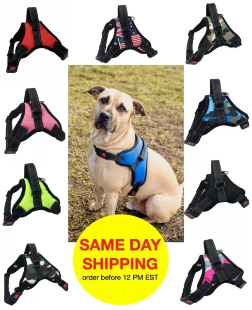 Dog Pet Vest Harness No Pull w Handle Adjustable Control Reflective S M Large XL