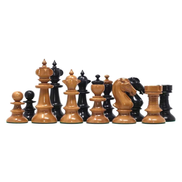 The Austrian Coffehouse Series Luxury 4" Chessmen in Antiqued Boxwood & Ebony