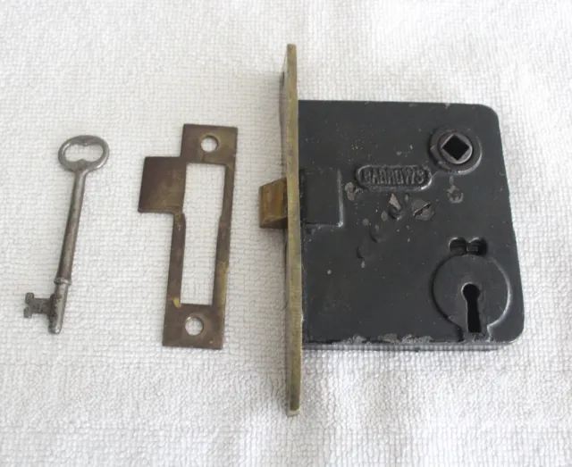 Barrows Antique Interior Door Mortise Lock, Key & Strike Plate