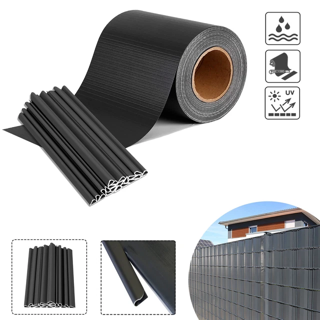Wiltec Sichtschutz Streifen 35m Anthrazit - PVC Zaunfolie Mit 20 Clips