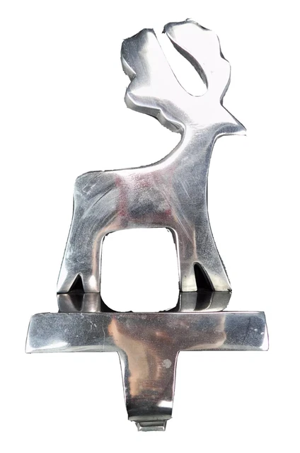 Silver Metal Reindeer Christmas Holiday Stocking Hanger Holder Buck Deer