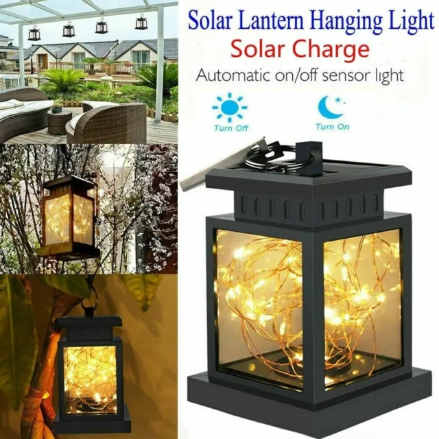 LED Solar Powered Hanging Lantern Lights Outdoor Garden Table Lamp Waterproof UK