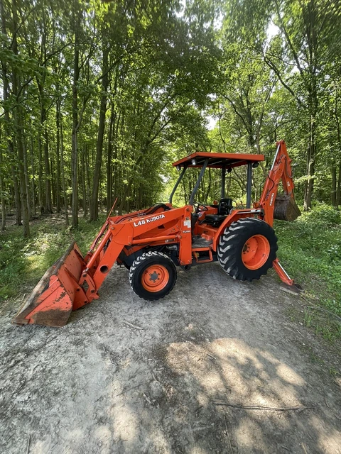 Kubota L48 Backhoe Great Shape 4X4 Diesel Hydrostatic Forks Tractor Tlb Loader